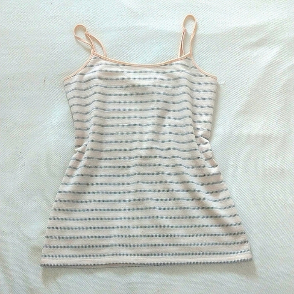 Pink and gray striped top